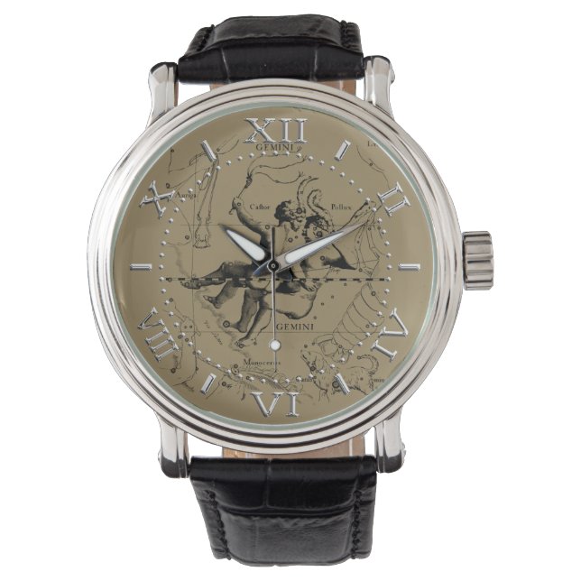 Gemini Konstellation Zodiac Hevelius 1690 Dial Armbanduhr (Vorderseite)