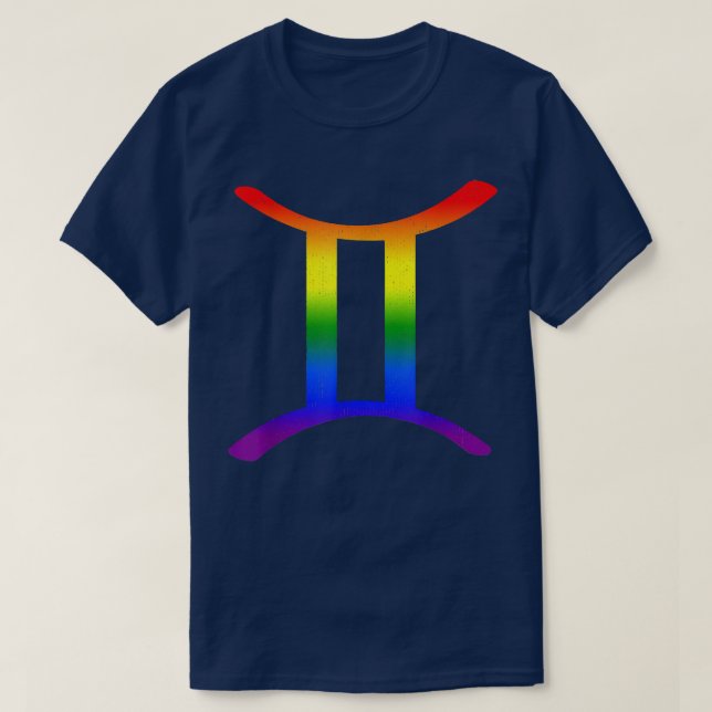 Gemini Lgbt Zodiac Sign LGBT Rainbow Pride Gay Gif T-Shirt (Design vorne)