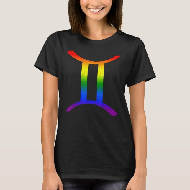 Gemini Lgbt Zodiac Sign LGbt Rainbow Pride Gay T-Shirt (Vorderseite)