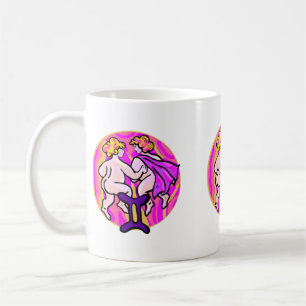 Gemini Malerei im Stil der 70er Jahre mit Symbol Tasse