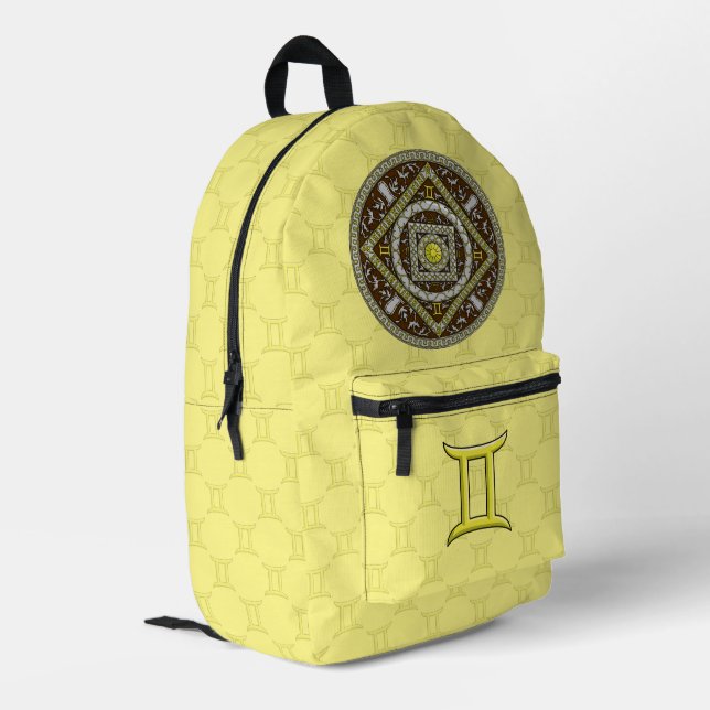 Gemini Mandala Bedruckter Rucksack (Rückseitige Ecke links)