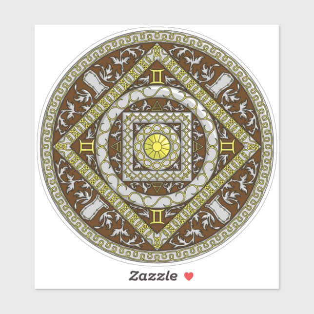 Gemini Mandala Contour Sticker (Blatt)