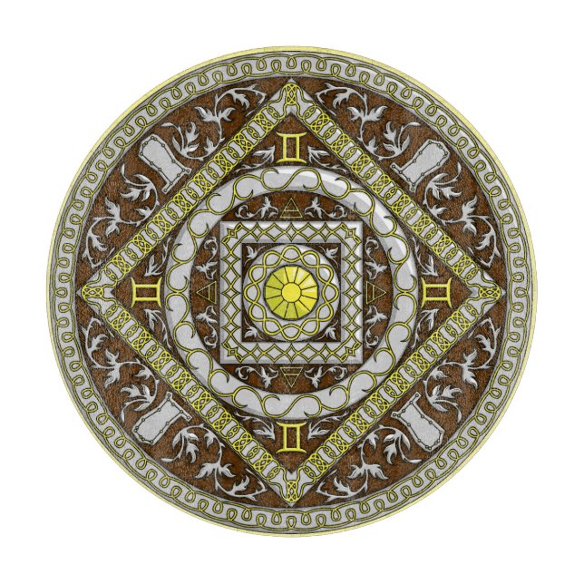 Gemini Mandala Glas Cutting Board Schneidebrett (Vorderseite)