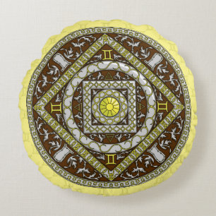 Gemini Mandala Round Pillow Rundes Kissen