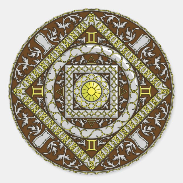 Gemini Mandala Sticker (Vorderseite)
