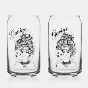 Gemini Masked Lady Zodiac Glass Dosenglas