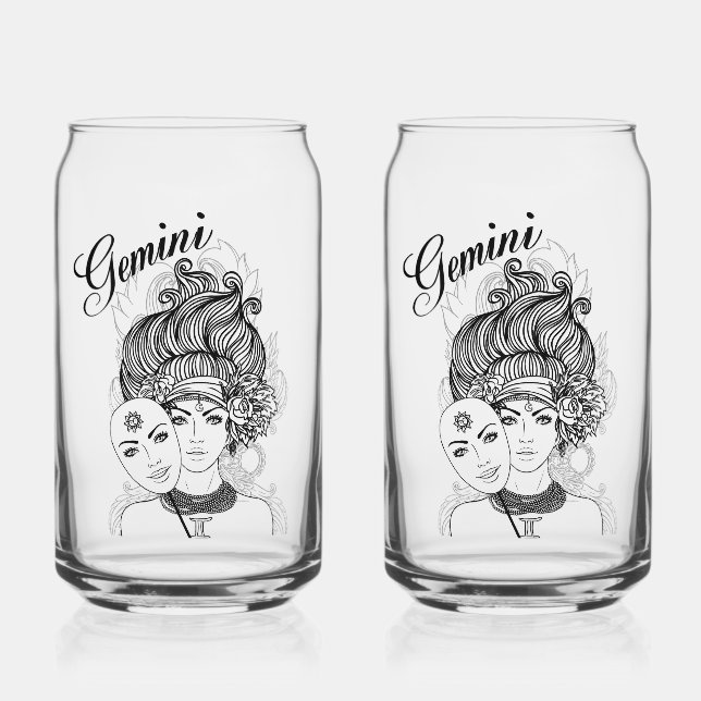 Gemini Masked Lady Zodiac Glass Dosenglas (Vorderseite)