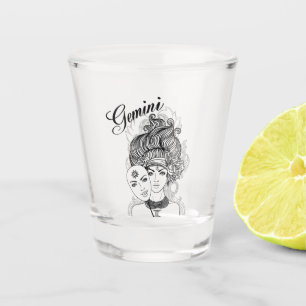 Gemini Masked Lady Zodiac Glass Schnapsglas