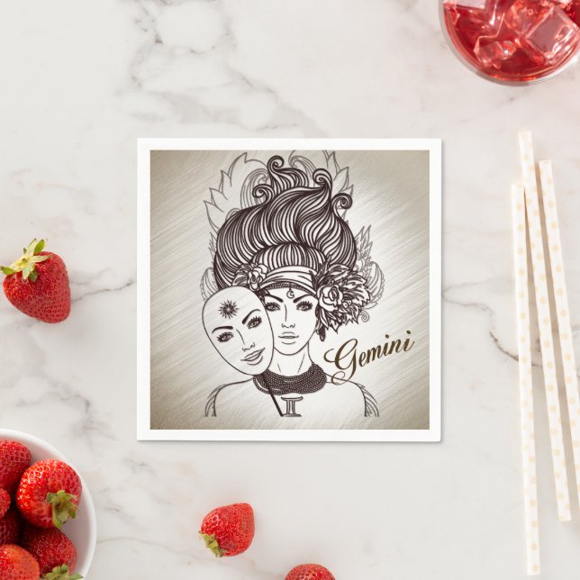 Gemini Masked Lady Zodiac Serviette (Beispiel)