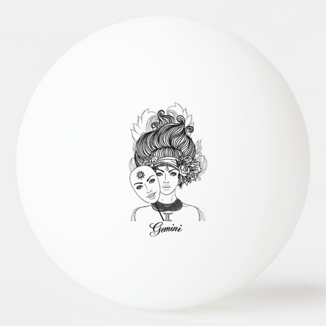 Gemini Masked Lady Zodiac Tischtennisball (Vorderseite)