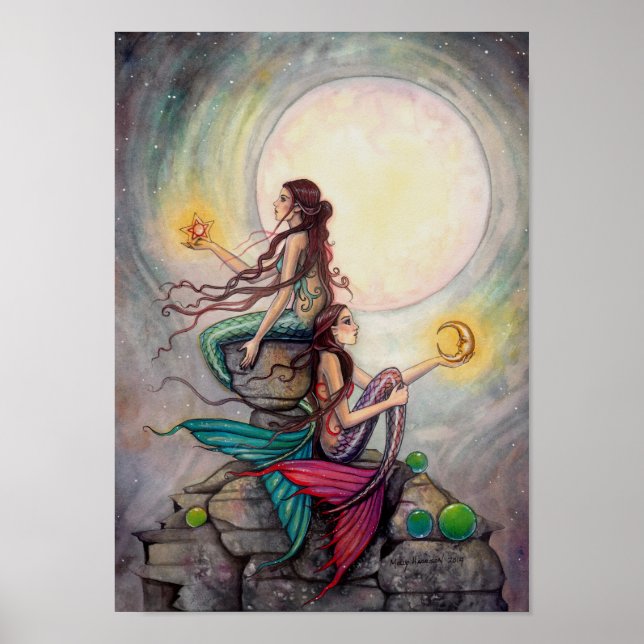 Gemini Mermaids Fantasy Art Poster (Vorne)