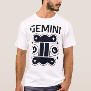 Gemini Moon Twins mit Sternen T-Shirt
