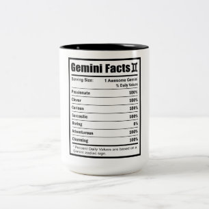 Gemini Nutrition Fakten Zweifarbige Tasse
