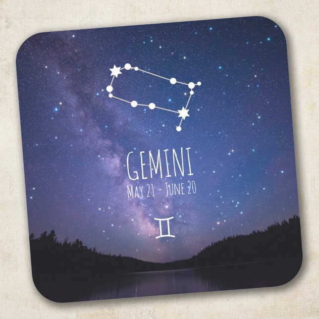 Gemini | Personalized Zodiac Constellation Quadratischer Aufkleber (Von Creator hochgeladen)