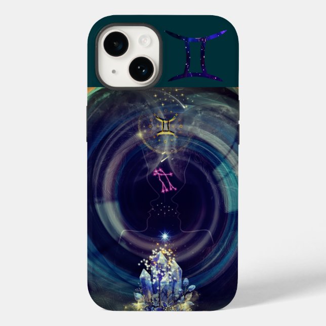 Gemini Phone Case, blau Case-Mate iPhone Hülle (Rückseite)