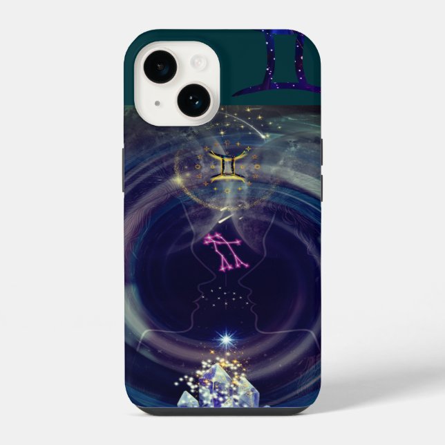 Gemini Phone Case, blau iPhone Hülle (Rückseite)