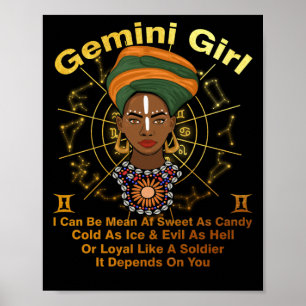 Gemini Queen Sweet as Candy Birthday Black Women Poster