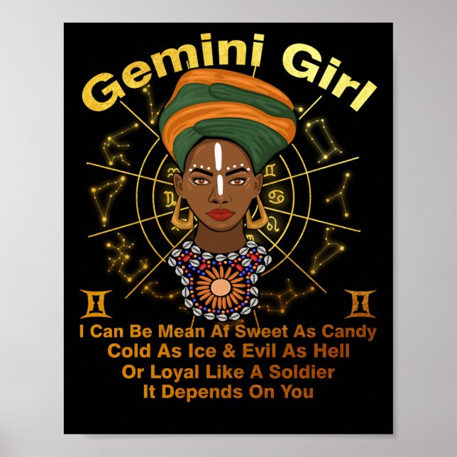 Gemini Queen Sweet as Candy Birthday Black Women Poster (Vorne)