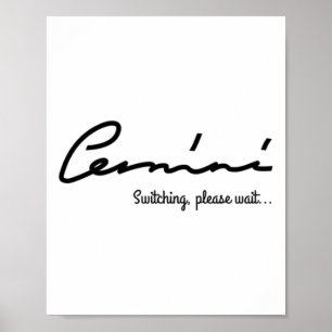 Gemini Quirky T-Shirt. Aufkleber Poster