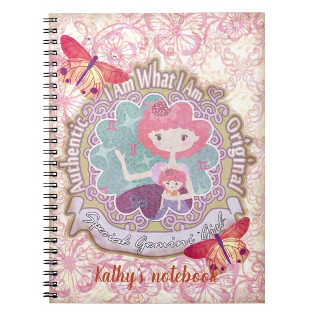 Gemini Schilder. Personalisiert. Notebook Notizblock (Vorderseite)