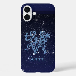 Gemini-Sternbild und Zodiaka-Zeichen mit Sternen iPhone 16 Plus Hülle