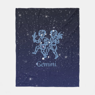 Gemini-Sternbild und Zodiaka-Zeichen mit Sternen Fleecedecke