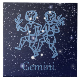 Gemini-Sternbild und Zodiaka-Zeichen mit Sternen Fliese