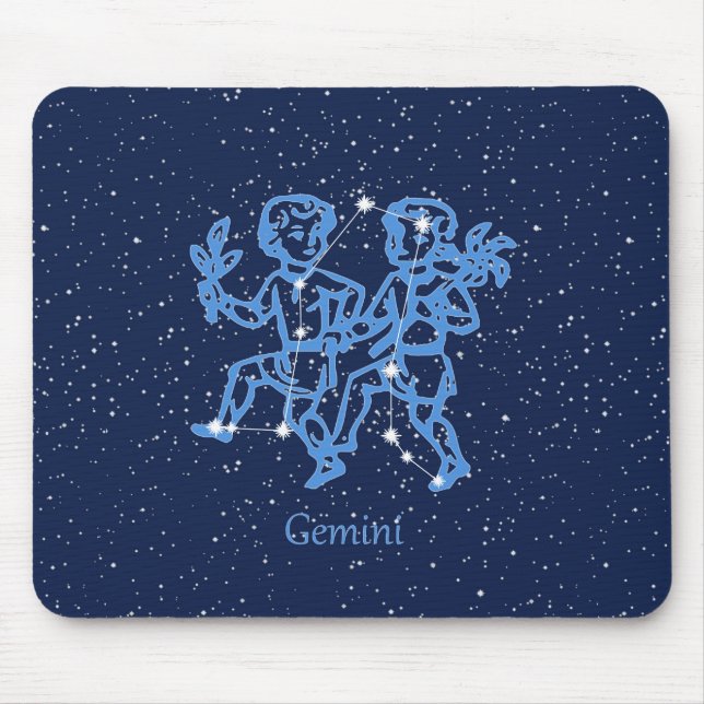 Gemini-Sternbild und Zodiaka-Zeichen mit Sternen Mousepad (Vorne)