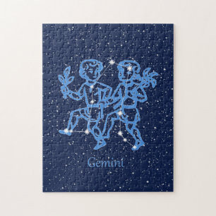 Gemini-Sternbild und Zodiaka-Zeichen mit Sternen Puzzle