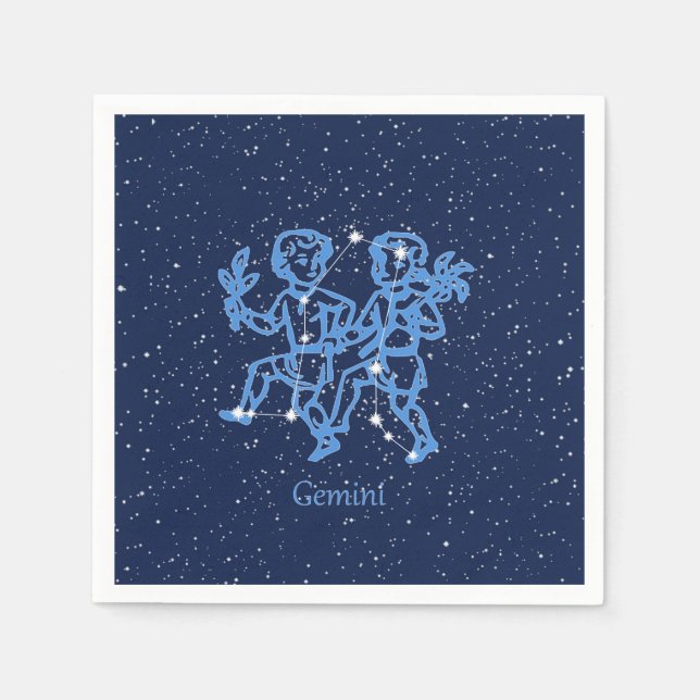 Gemini-Sternbild und Zodiaka-Zeichen mit Sternen Serviette (Vorderseite)