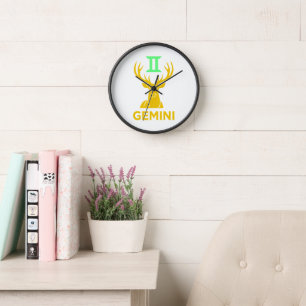 Gemini-Sternzeichen Minimalistisches Goldhirsch Sc Uhr