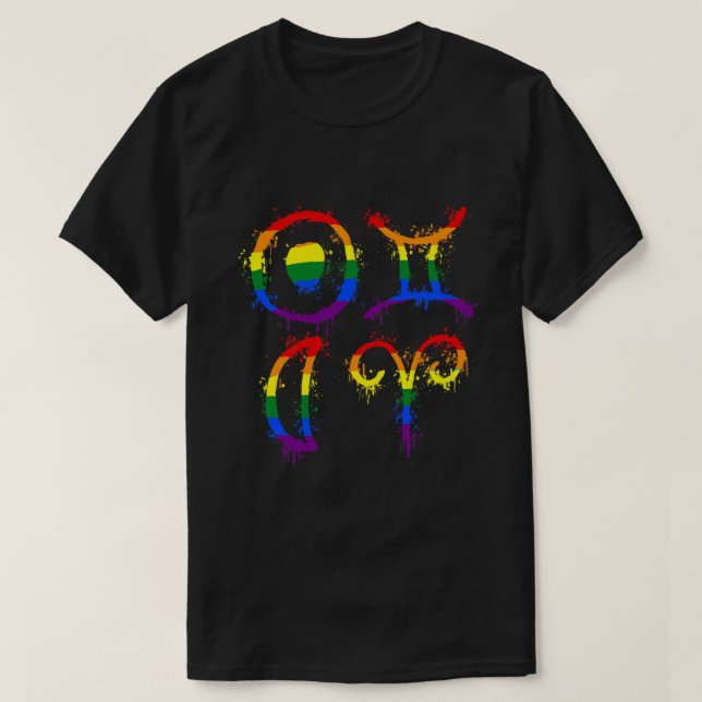 Gemini Sun Aries Moon Rainbow Gay Pride Month Astr T-Shirt (Design vorne)