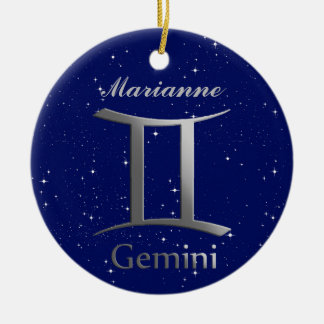 Gemini Sun Zeichen mit dem Namen Keramik Ornament