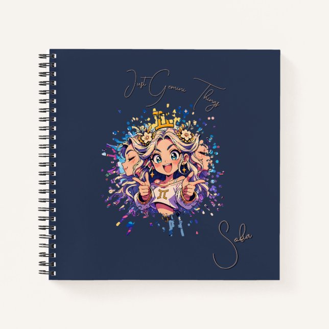 Gemini Sweet 16 Square Custom Notebook Notizbuch (Vorderseite)