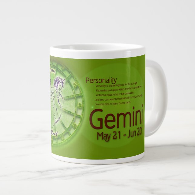 Gemini Symbol Horoskop Info Jumbo-Tasse (Vorderseite Rechts)