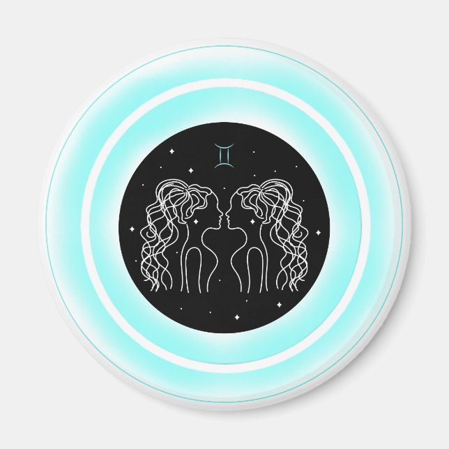 Gemini Symbol – Minimal Astrology Emblem Magnet (Vorne)