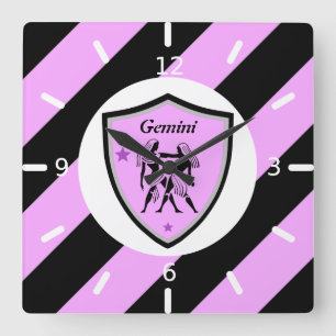 Gemini symbol quadratische wanduhr