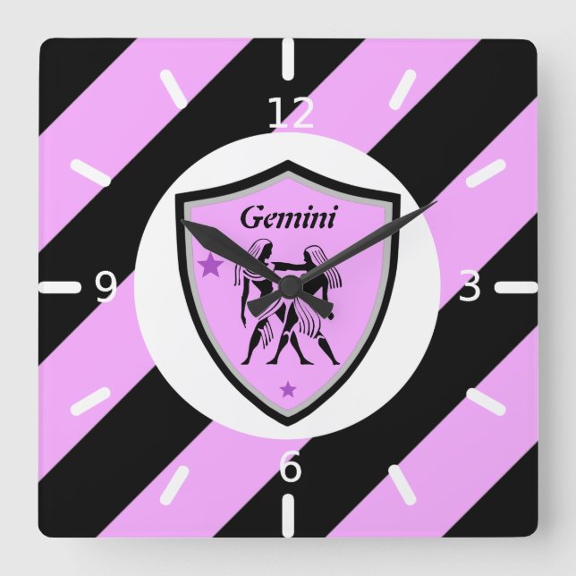 Gemini-Symbol      Quadratische Wanduhr (Vorderseite)
