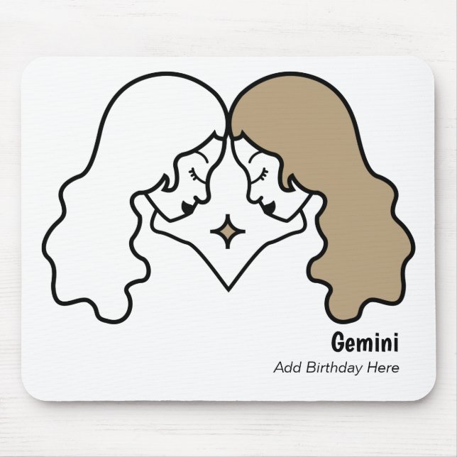 Gemini the twins personalized zodiac birthday mousepad (Vorne)