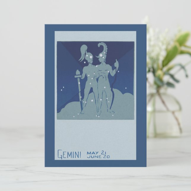 Gemini Twin Constellation Vintag Zodiac Astrologie (Stehend Vorderseite)