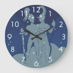 Gemini Twin Constellation Vintag Zodiac Astrologie Große Wanduhr