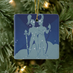 Gemini Twin Constellation Vintag Zodiac Astrologie Keramikornament