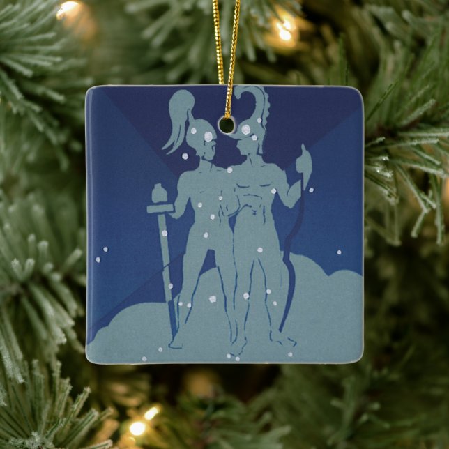 Gemini Twin Constellation Vintag Zodiac Astrologie Keramikornament (Baum)
