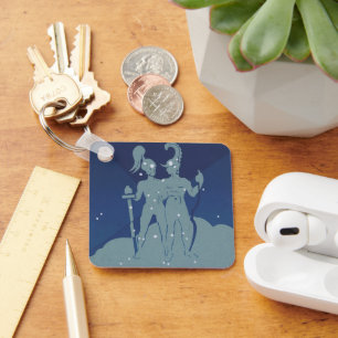 Gemini Twin Constellation Vintag Zodiac Astrologie Schlüsselanhänger