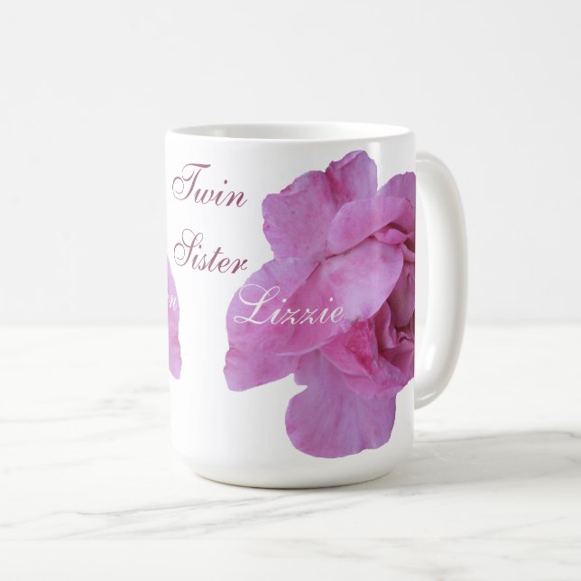 Gemini Twin Schwestern heiß rosa Rose Tasse von Be (VorderseiteRechts)