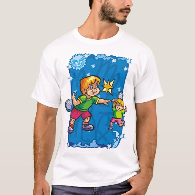 Gemini Twins Tennisspielen im Stars-T - Shirt (Vorderseite)