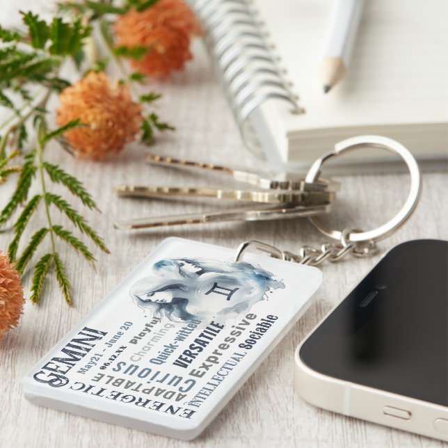 Gemini Twins Tracks Zodiac-Zeichen Geburtsdatum Schlüsselanhänger (Vorderseite rechts)