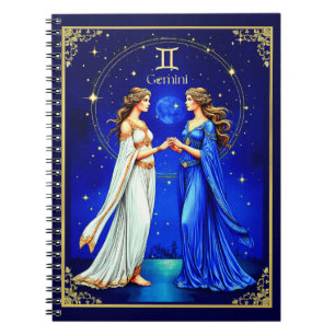 Gemini Twins unter einem Sternenhimmel Notizblock