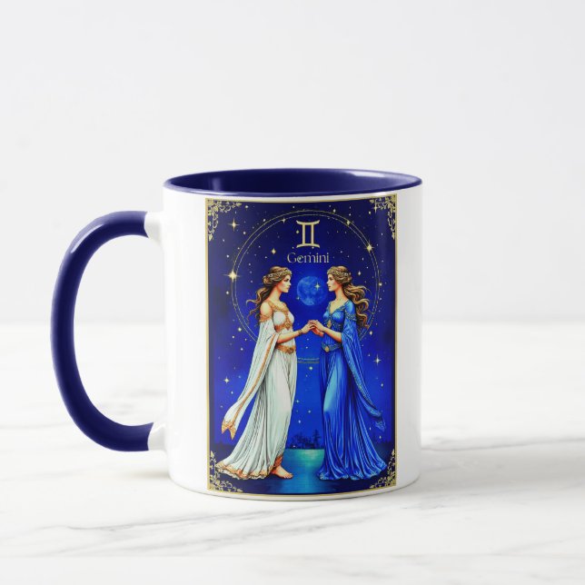 Gemini Twins unter einem Sternenhimmel Tasse (Links)