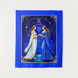 Gemini Twins unter einem Sternenhimmel Wandteppich